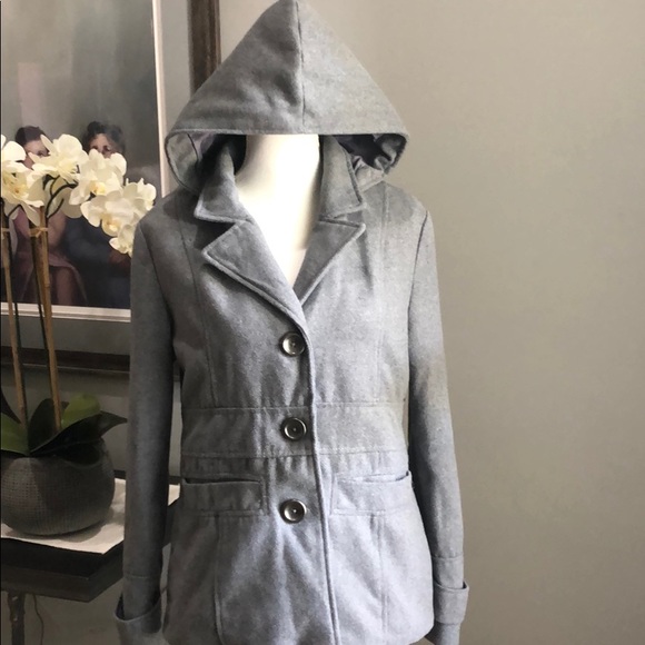 Jack by BB Dakota Jackets & Blazers - Jack by BB Dakota Wool Blend Hooded Peacoat Gray